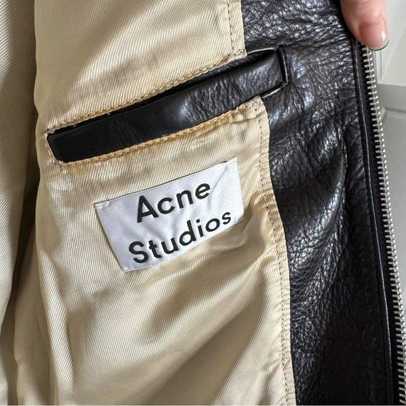 Acne Studios Calf Leather Biker Jacket Black Size 48 - Picture 14 of 16